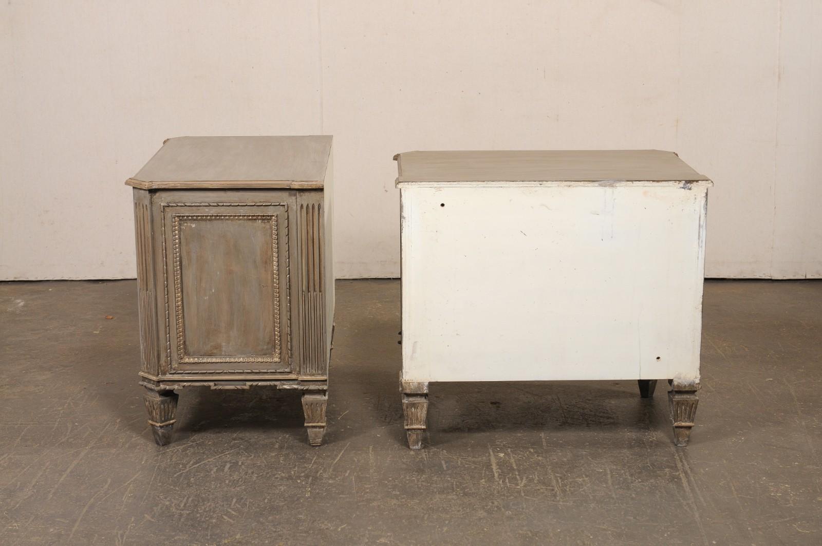 French Pair of Neoclassical Inspired 2-Drawer Side Chests w/Pull Out Shelf For Sale 6