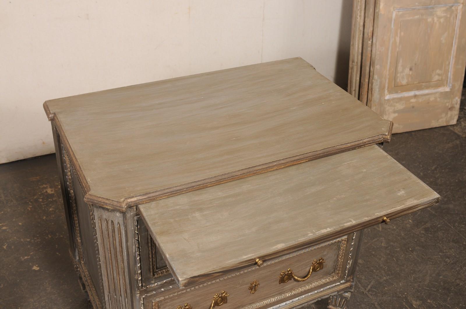 Wood French Pair of Neoclassical Inspired 2-Drawer Side Chests w/Pull Out Shelf For Sale