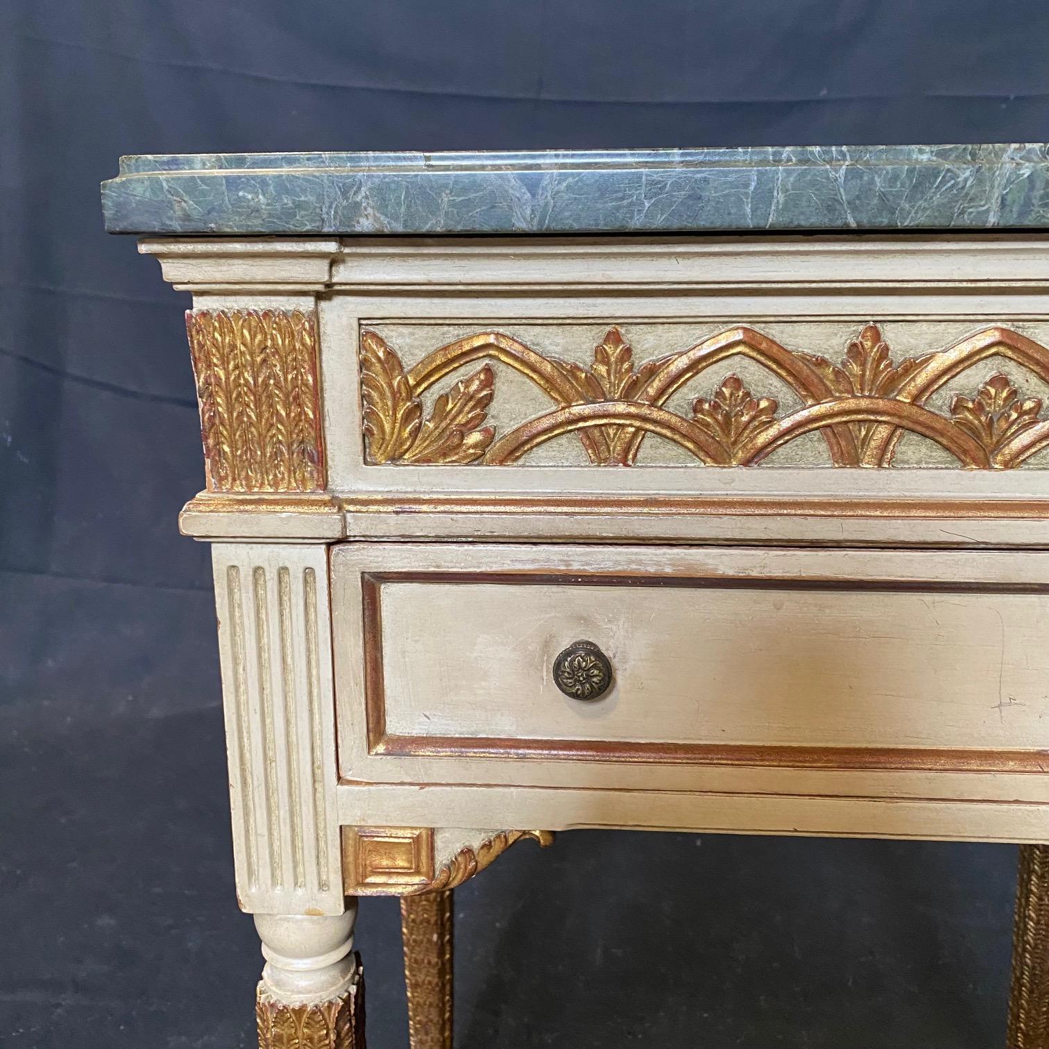 French Pair of Neoclassical Style Painted Wood Nightstands For Sale 6