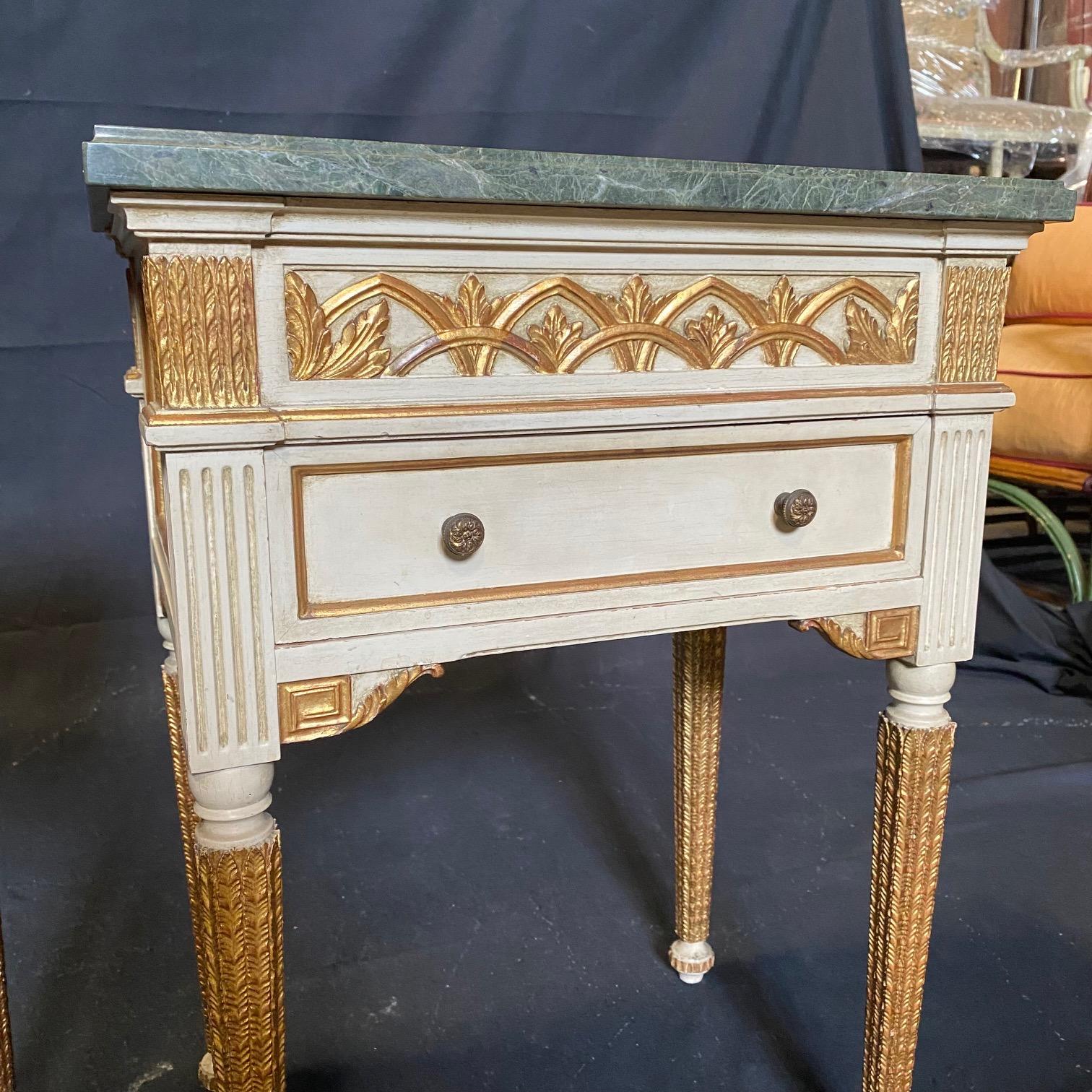 French Pair of Neoclassical Style Painted Wood Nightstands For Sale 10