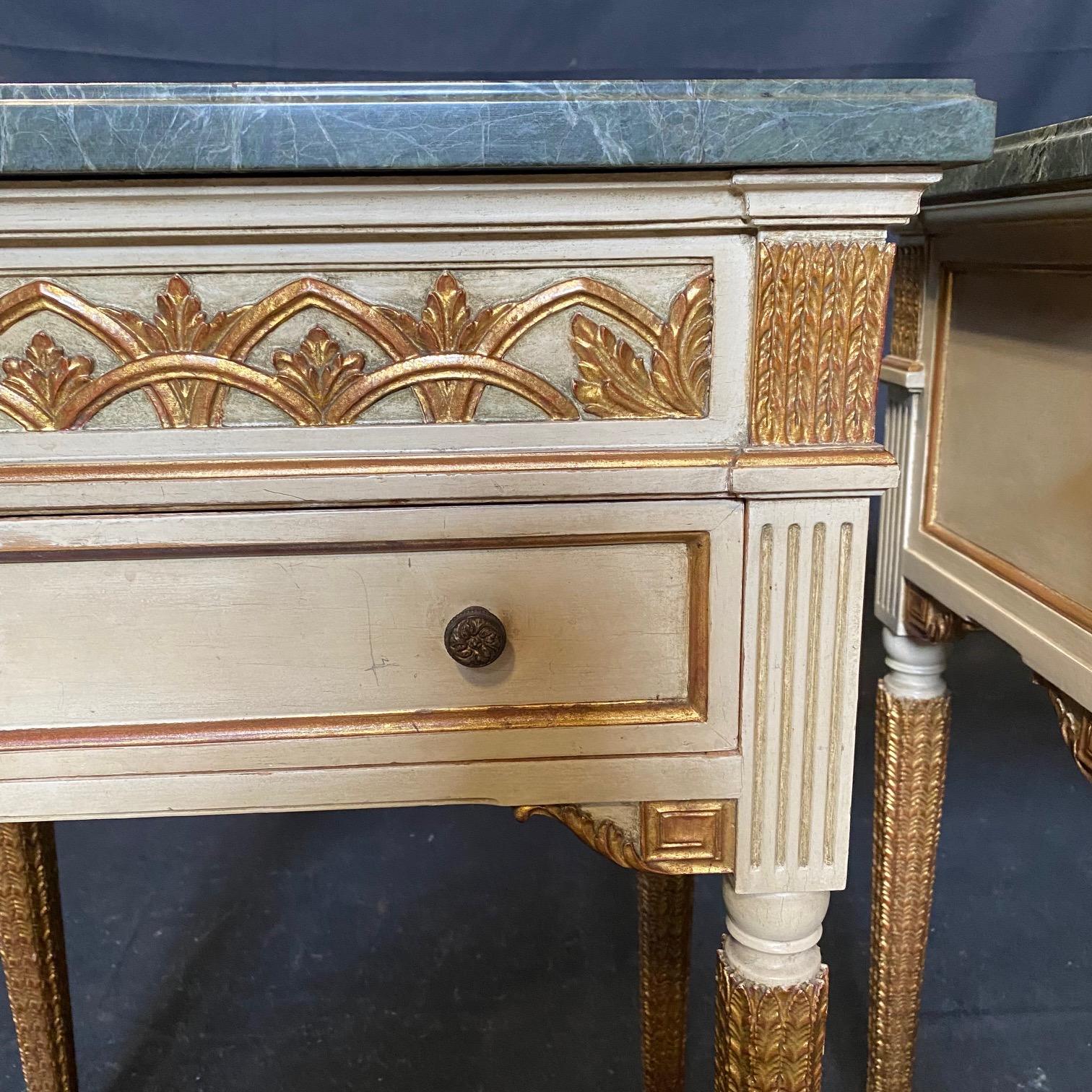 French Pair of Neoclassical Style Painted Wood Nightstands In Good Condition For Sale In Hopewell, NJ