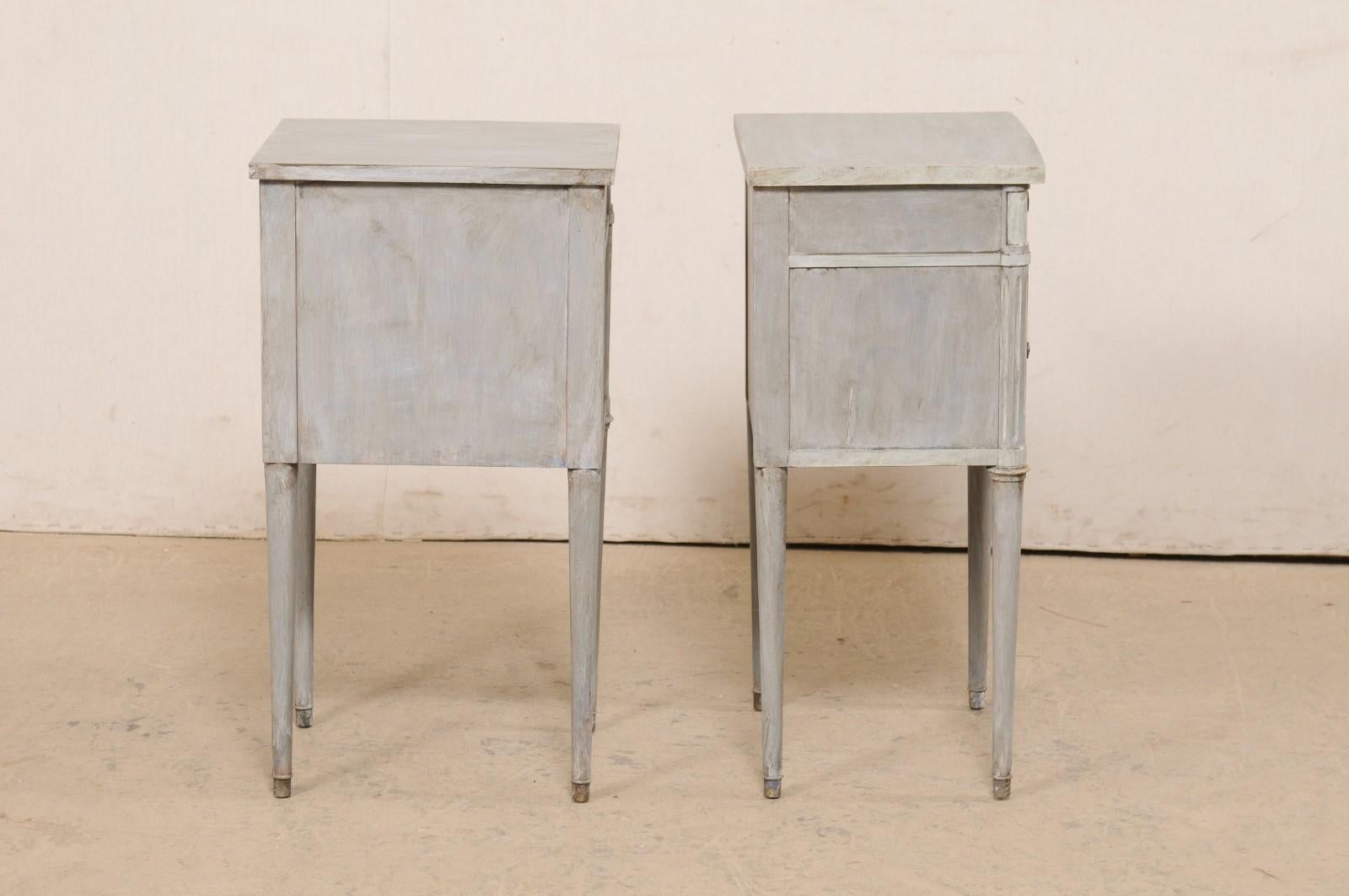 French Pair of Neoclassical Style Painted Wood Side Chests w/ Wire Front Doors 5