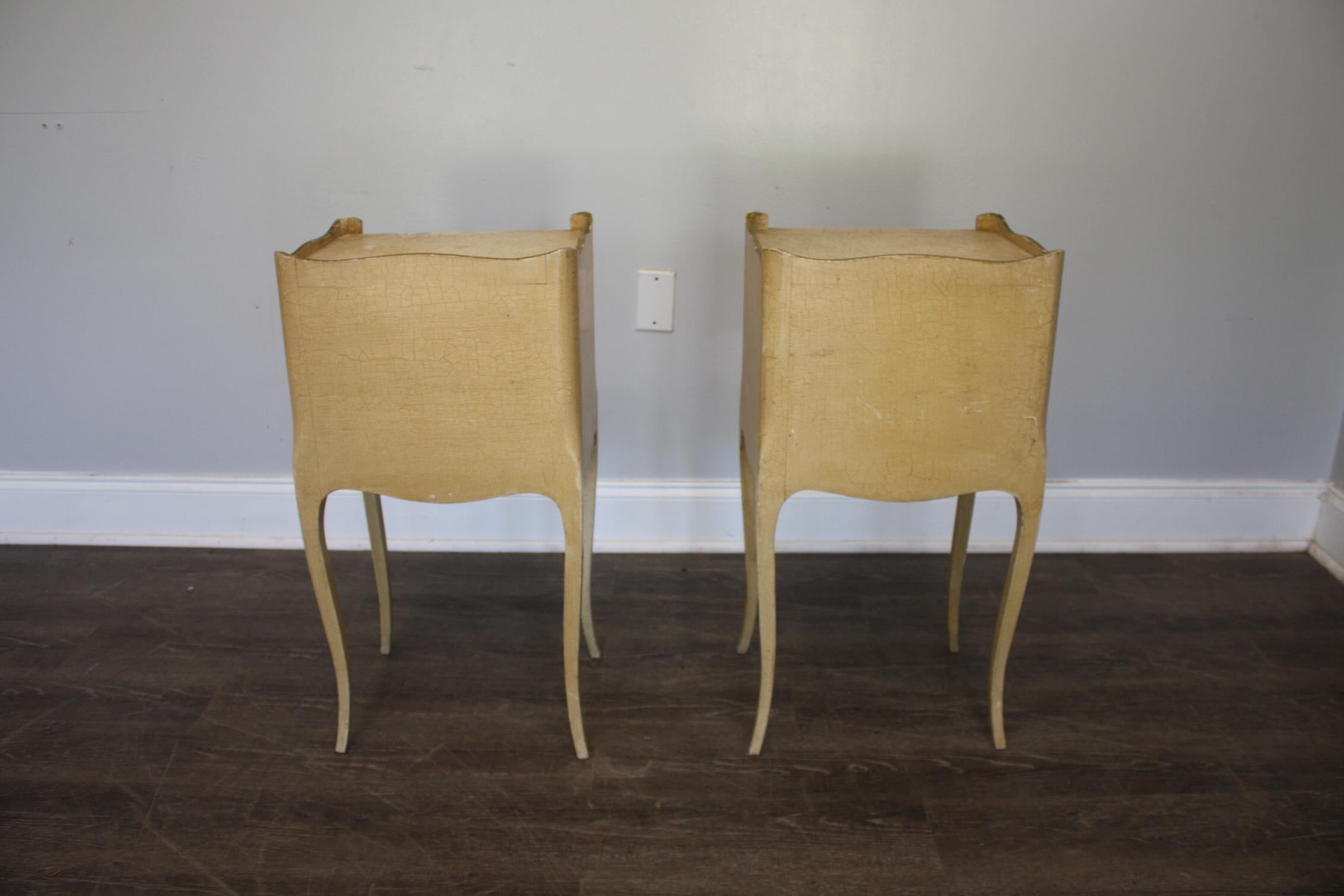 Wood French Pair of Night Stands For Sale