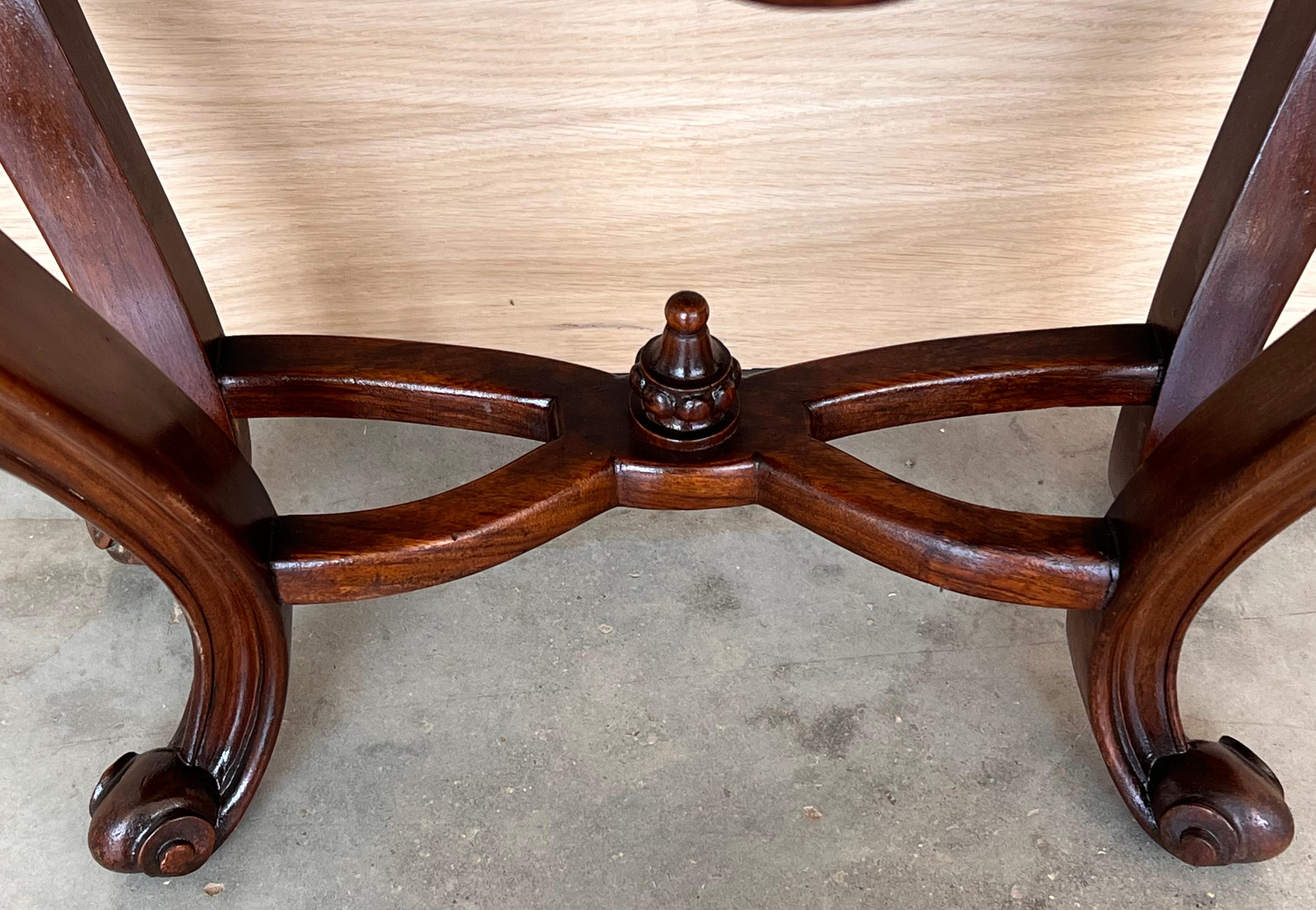 French Pair of Nightstand Tables with Carved Drawer and Cabriole Legs 6