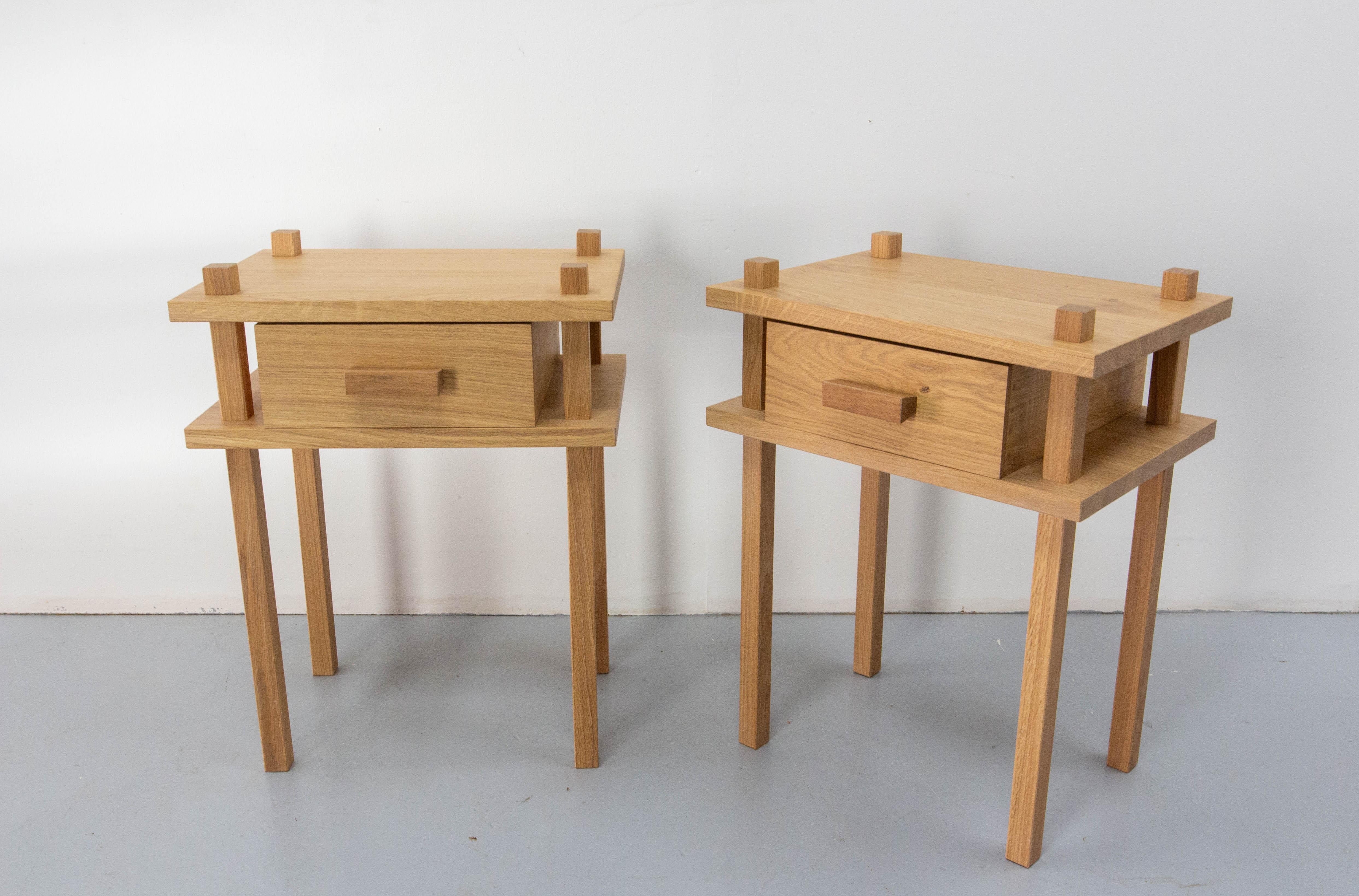 Brutalist French Pair of Nightstands Side Cabinets Bedside  Depth 18 in For Sale