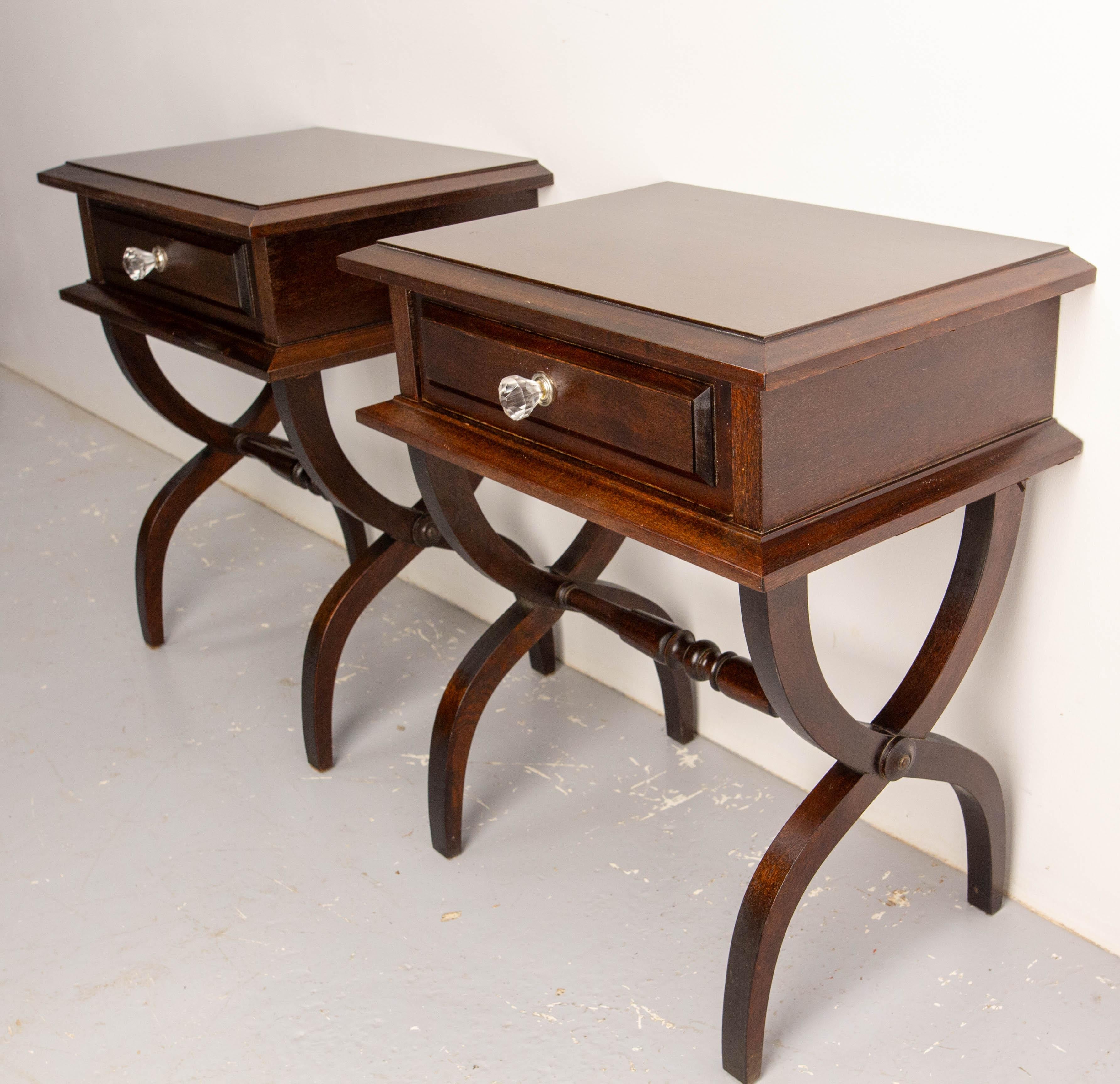 French Pair of Nightstands Side Cabinets Bedside Iroko and Resin, circa 1960 In Good Condition In Labrit, Landes