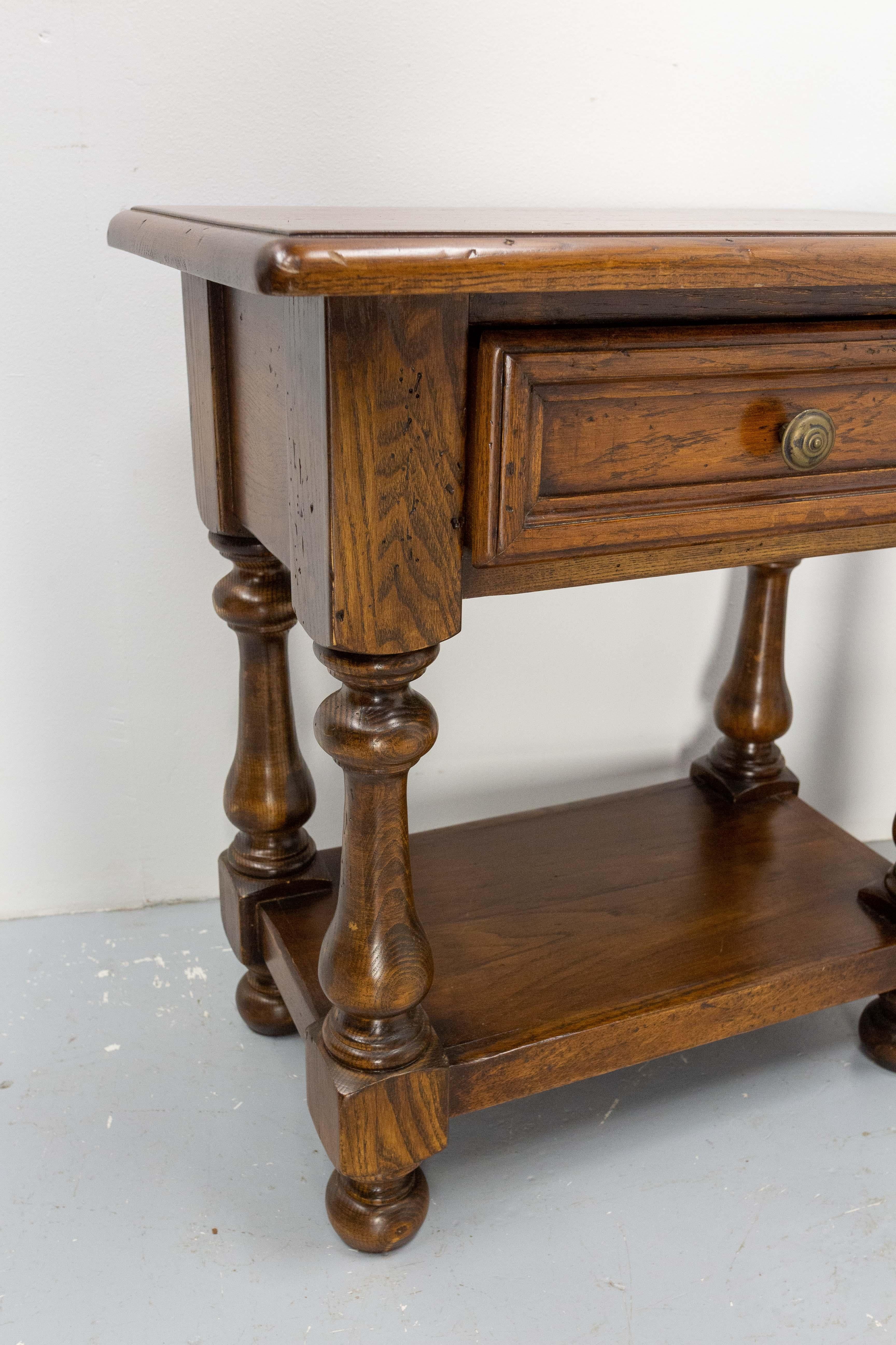 Late 20th Century French Pair of Nightstands Side Cabinets Bedside Massive Oak, circa 1980