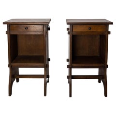 French Pair of Nightstands Side Cabinets Bedside Tables Brutalist, c. 1940