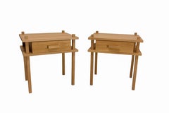 French Pair of Nightstands Side Cabinets Bedside Tables Brutalist Style 18" 2025