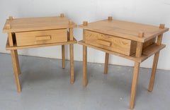 French Pair of Nightstands Side Cabinets Bedside Tables Brutalist Style 18" 2025