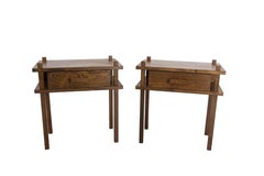 French Pair of Nightstands Side Cabinets Bedside Tables Brutalist Style, 2022
