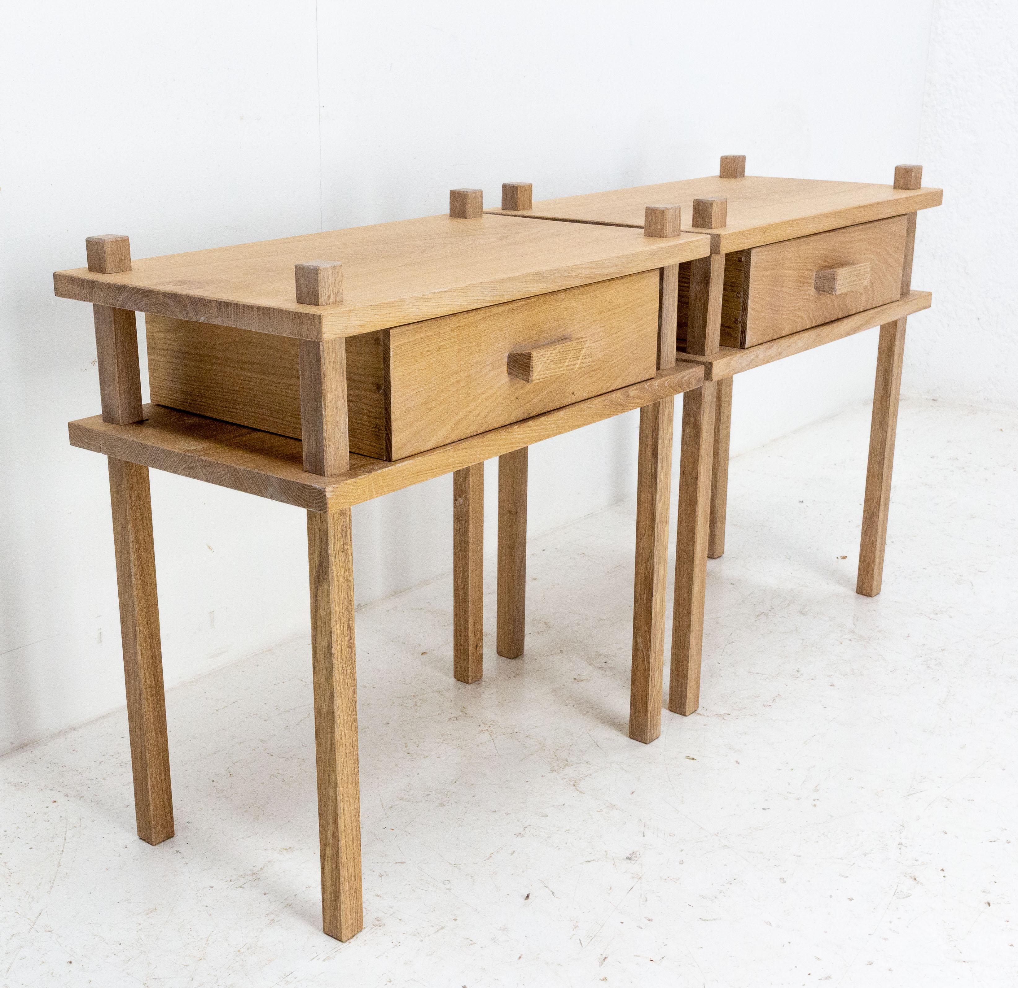 French Pair of Nightstands Side Cabinets Bedside Tables Brutalist Style, 2022 In New Condition For Sale In Labrit, Landes