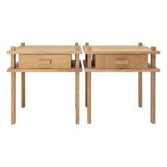 French Pair of Nightstands Side Cabinets Bedside Tables Brutalist Style, 2022