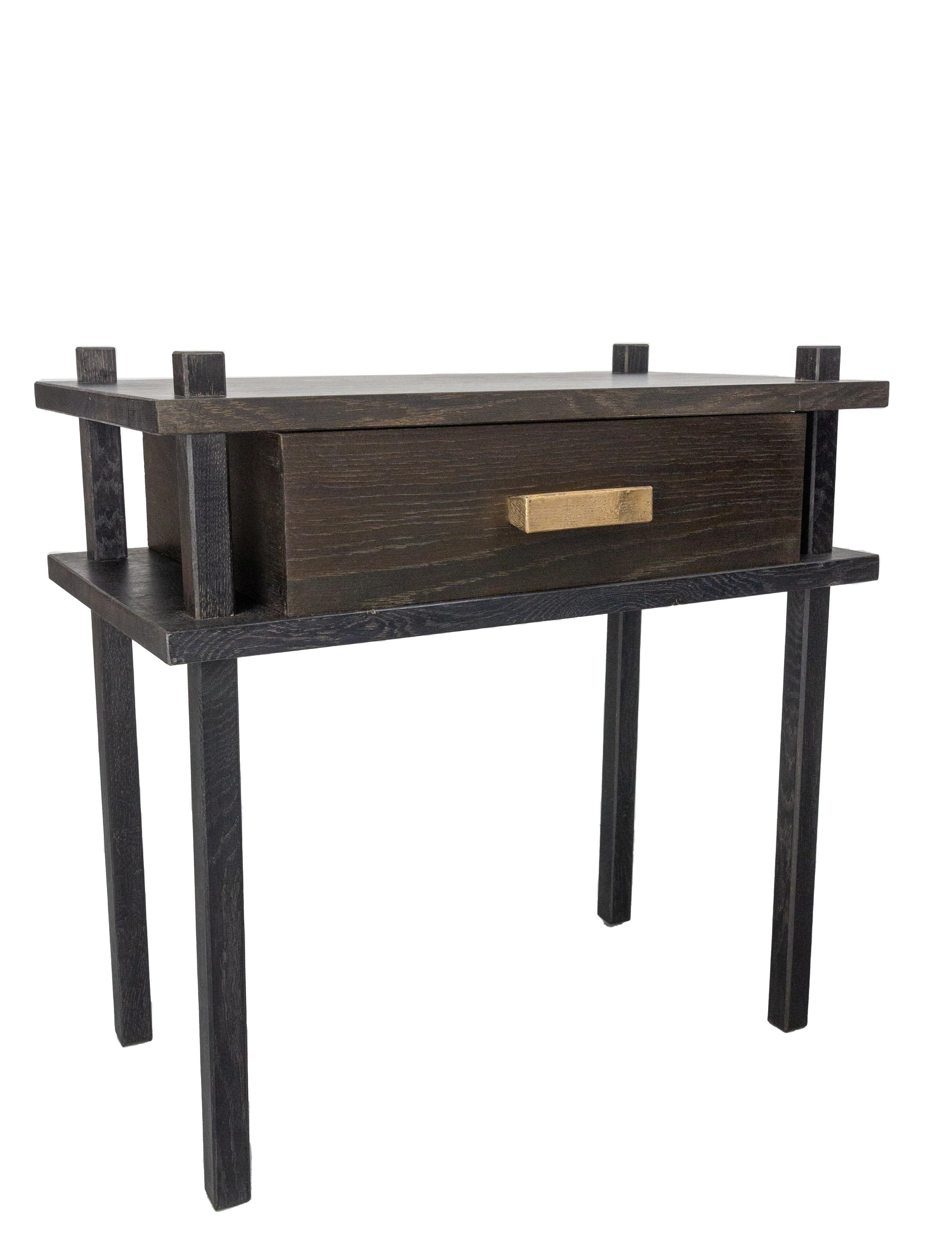 French Pair of Nightstands Side Cabinets Bedside Tables Brutalist Style, 2023 For Sale 1