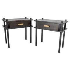 French Pair of Nightstands Side Cabinets Bedside Tables Brutalist Style, 2023
