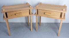 French Pair of Nightstands Side Cabinets Bedside Tables Brutalist Style, 2025