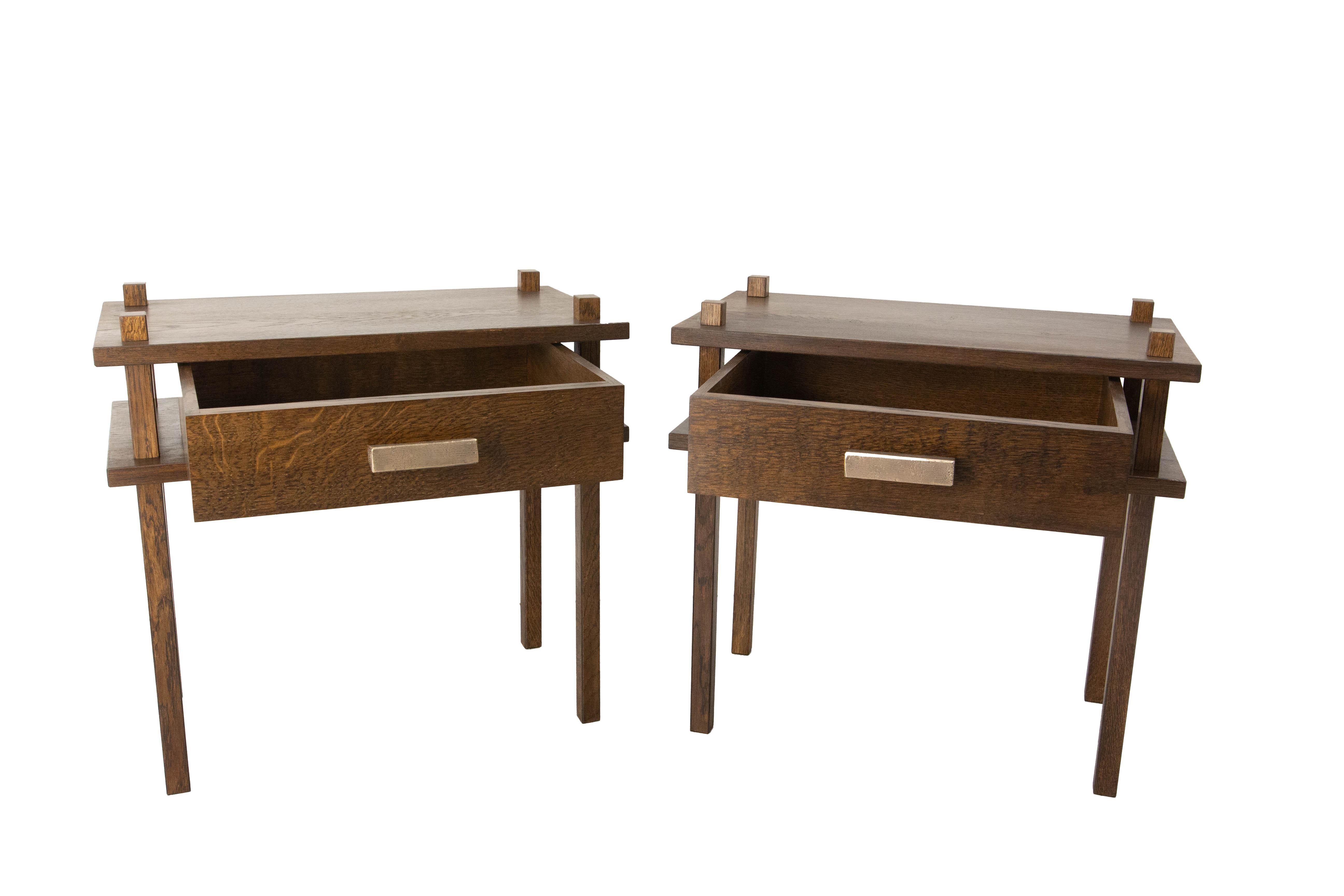 French Pair of Nightstands Side Cabinets Bedside Tables Chalet Style, 2024 In New Condition For Sale In Labrit, Landes