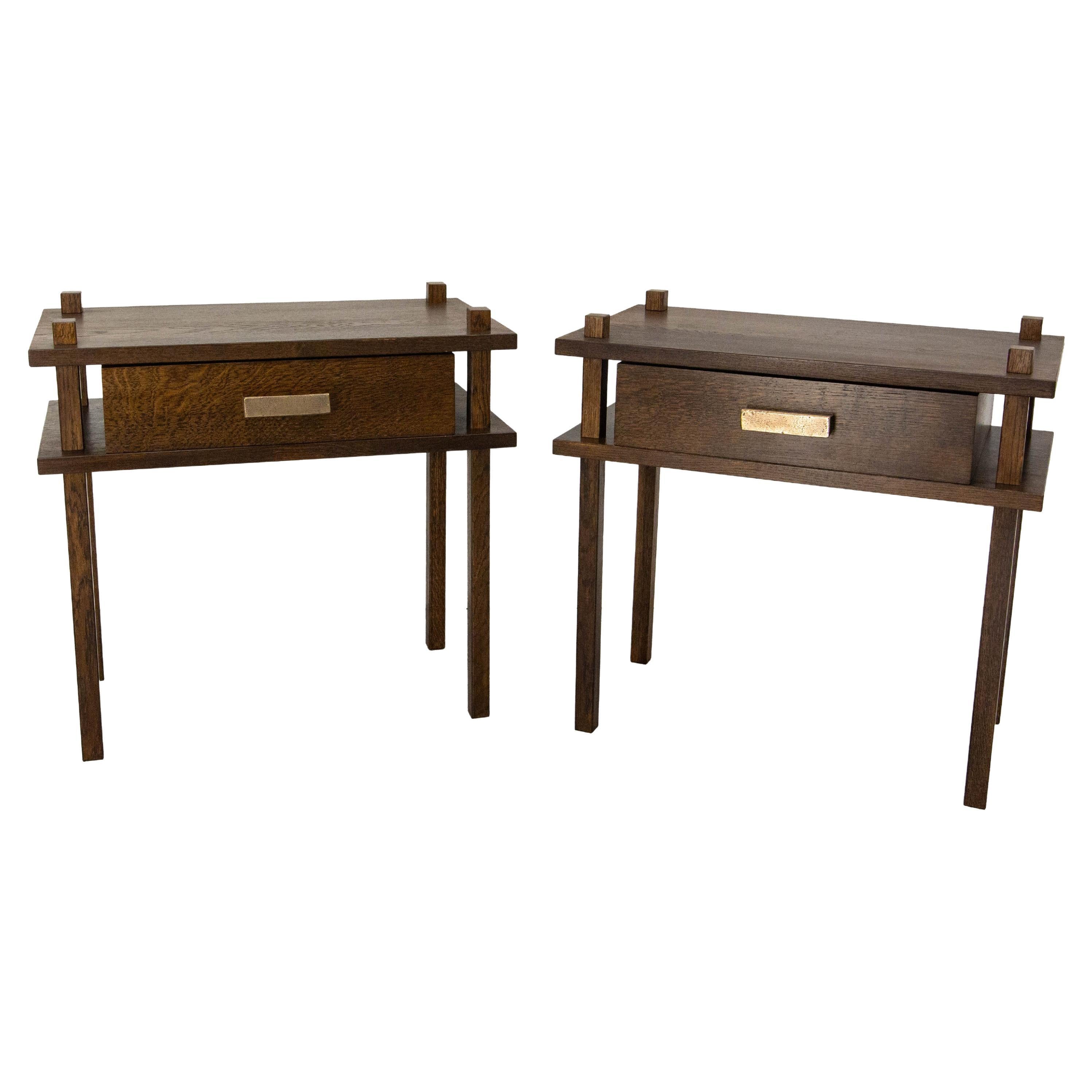 French Pair of Nightstands Side Cabinets Bedside Tables Chalet Style, 2024