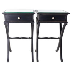 French Pair of Nightstands Side Cabinets Bedside Tables English Style, c. 1960