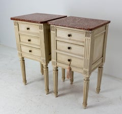 French Pair of Nightstands Side Cabinets Bedside Tables Louis XVI Style, c. 1960