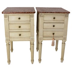 Vintage French Pair of Nightstands Side Cabinets Bedside Tables Louis XVI Style, c. 1960