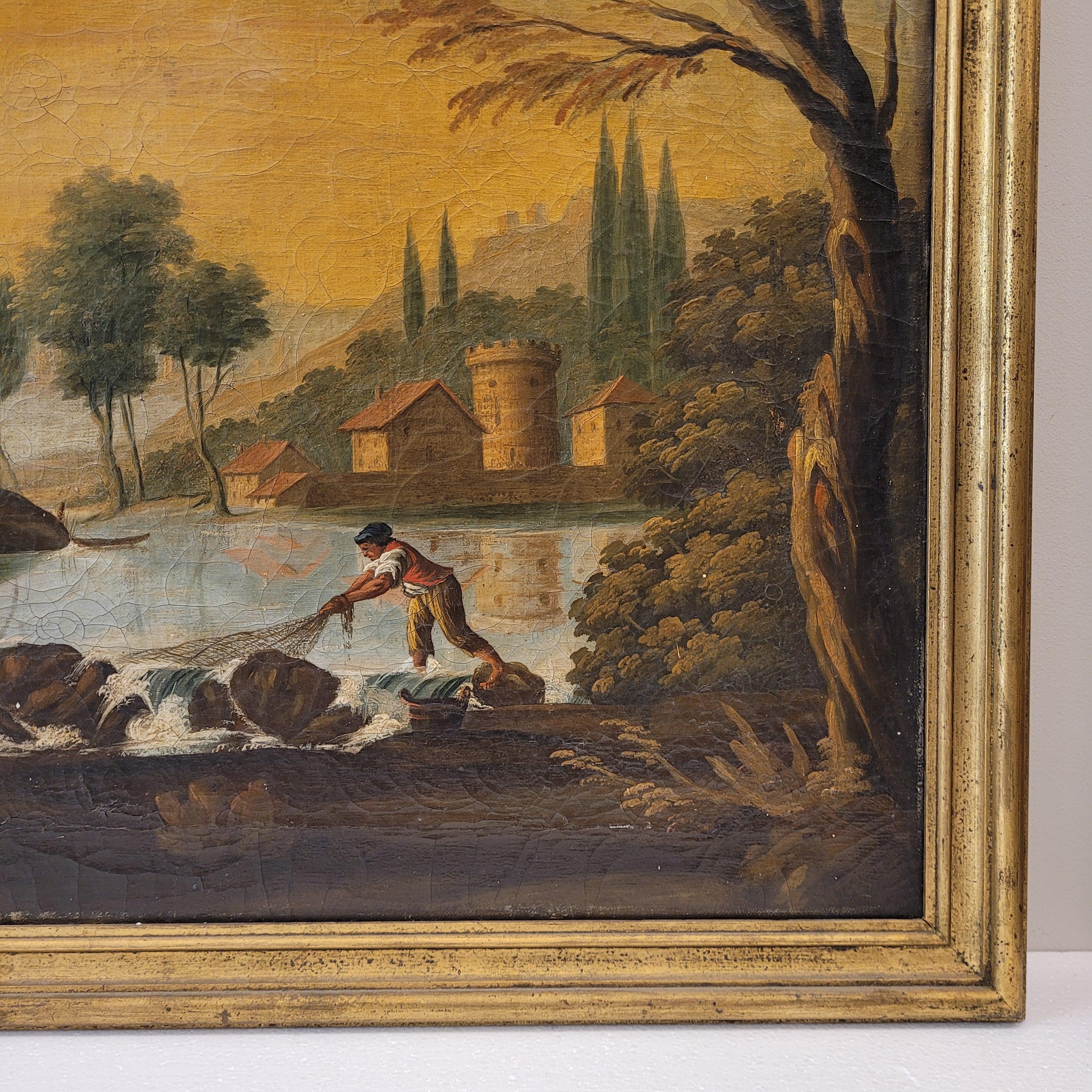 French Pair of oil paintings on canvas “Landscapes”, French School 13