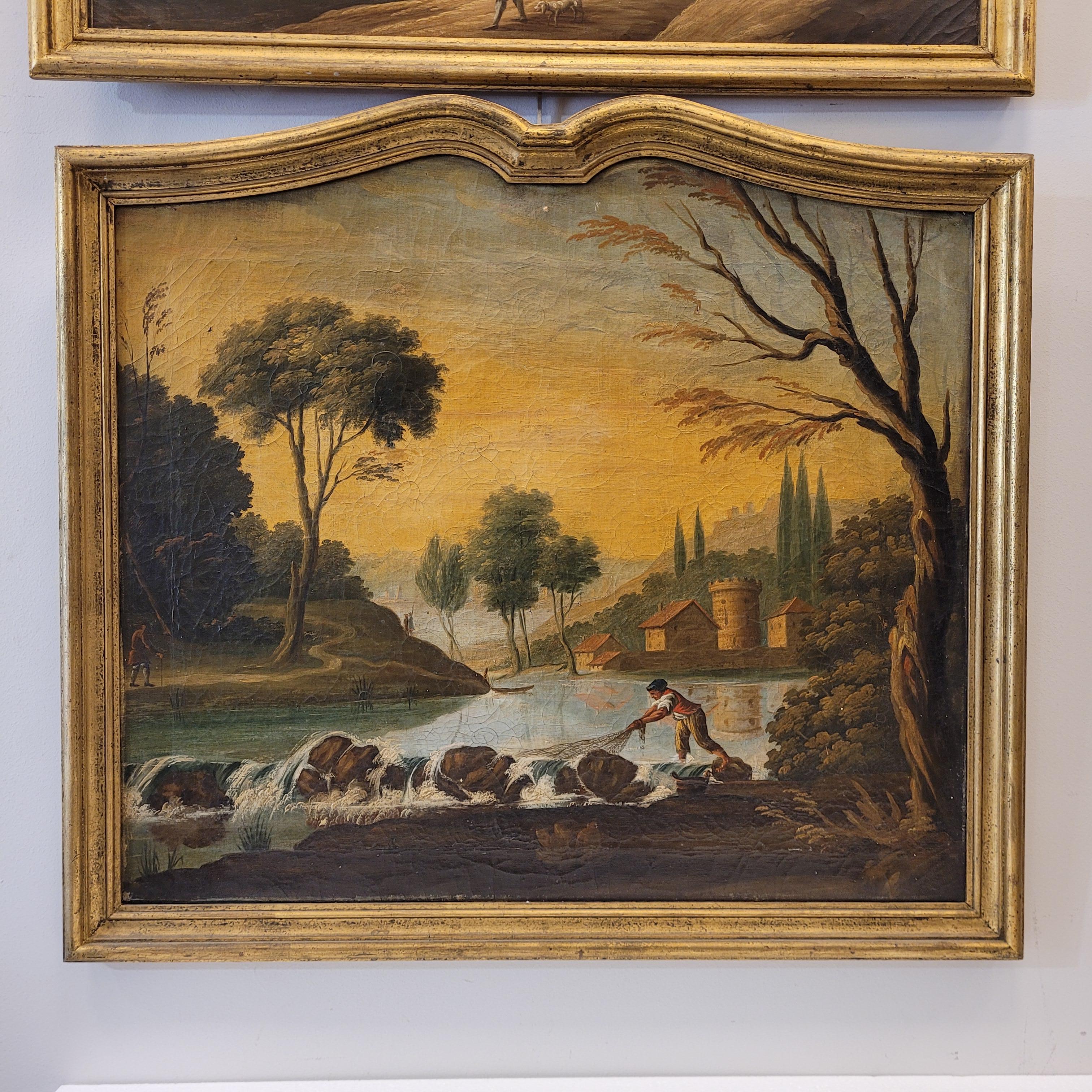 Baroque French Pair of oil paintings on canvas “Landscapes”, French School