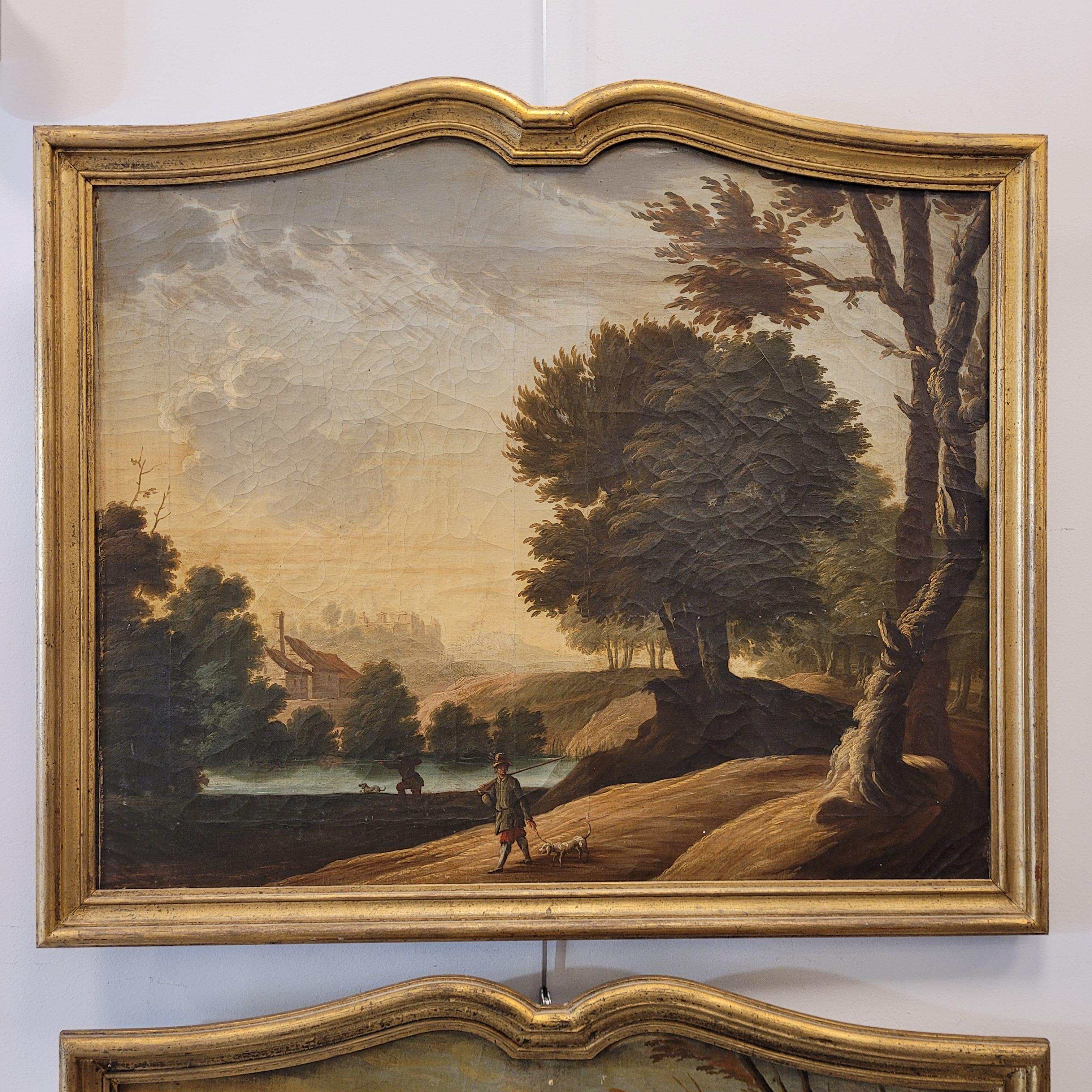 Hand-Painted French Pair of oil paintings on canvas “Landscapes”, French School