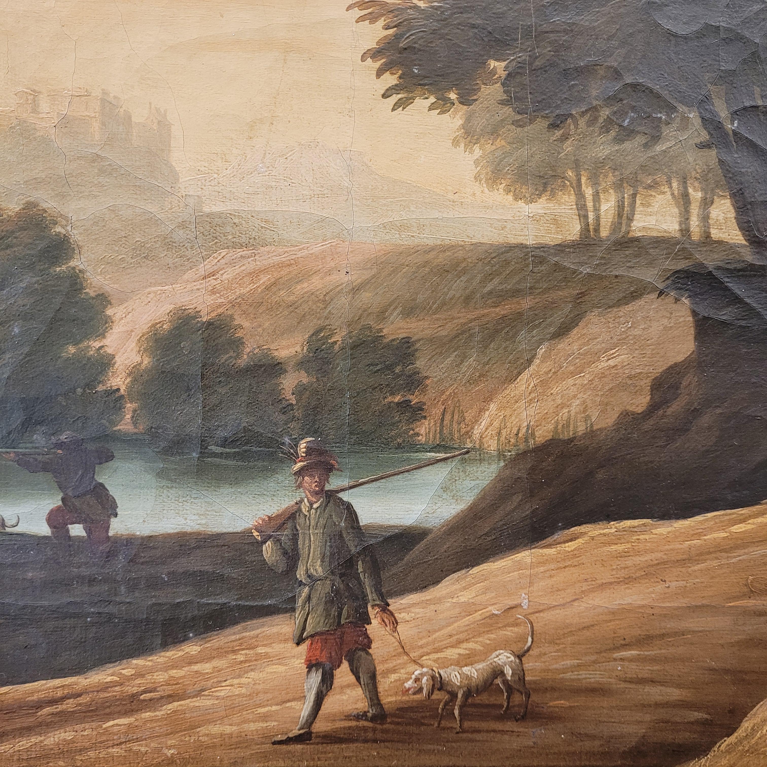 French Pair of oil paintings on canvas “Landscapes”, French School 1