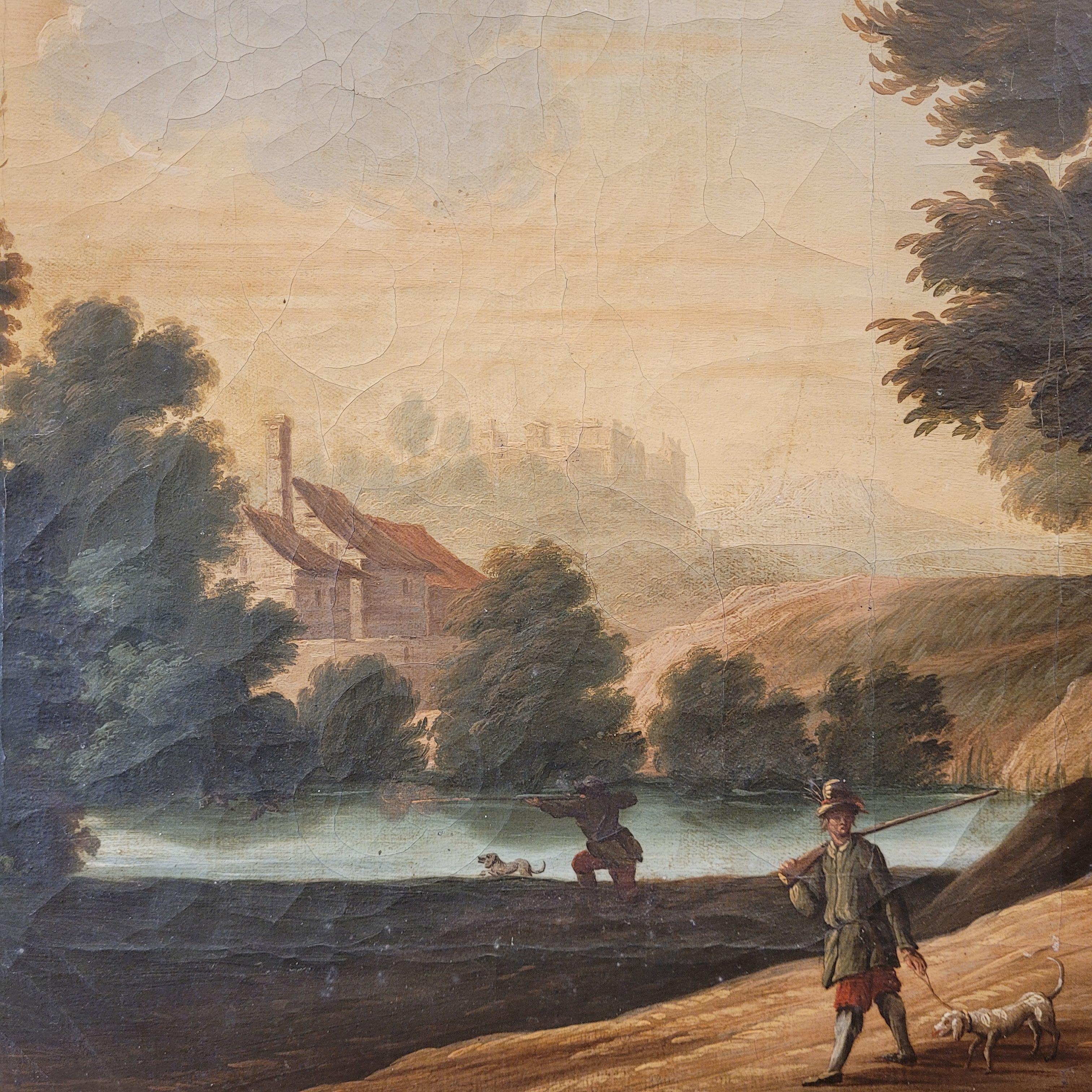 French Pair of oil paintings on canvas “Landscapes”, French School 2