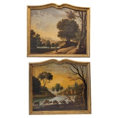 French Pair of oil paintings on canvas “Landscapes”, French School
