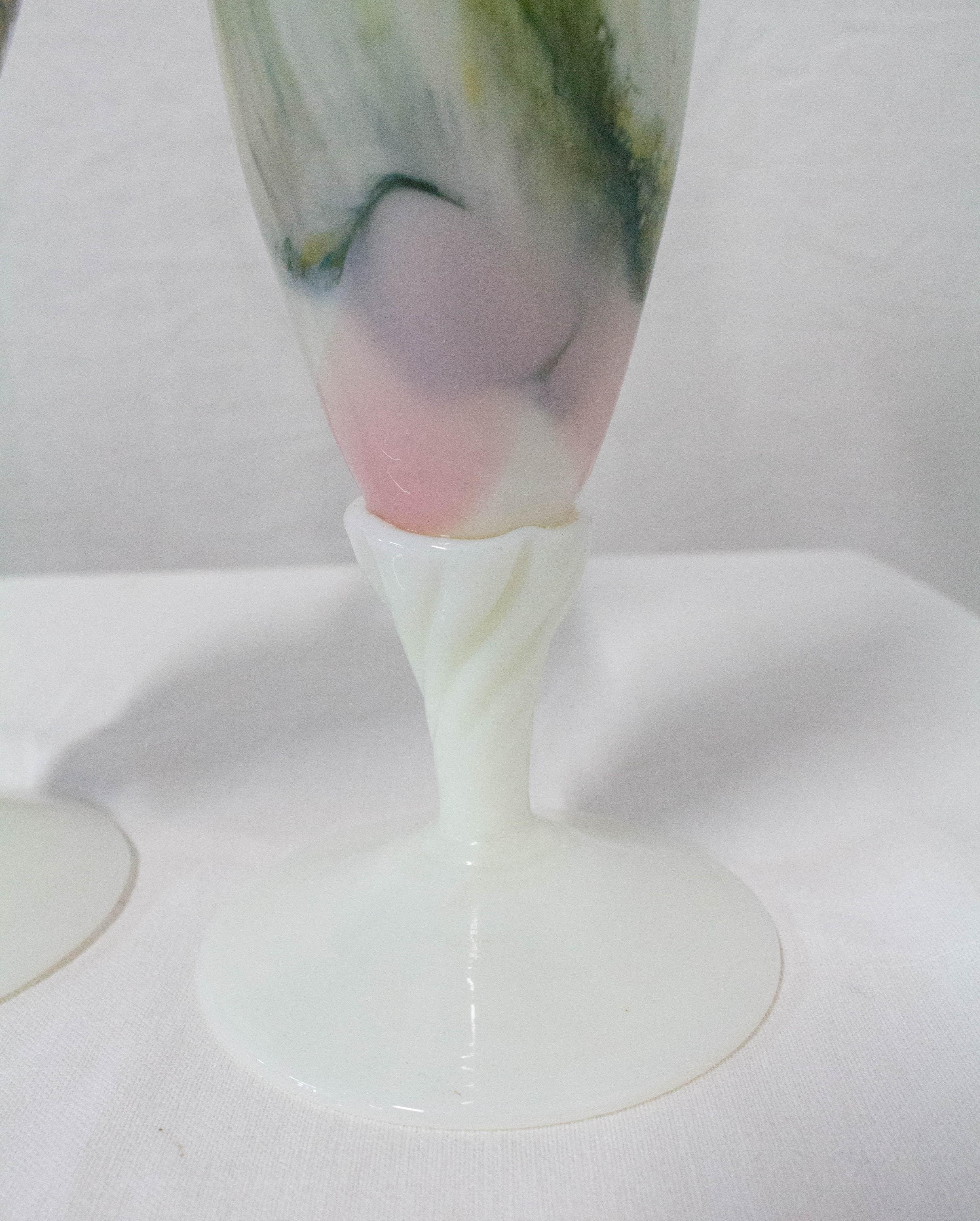 Mid-20th Century French Pair of Opaline Vase, Ewer and Soliflor Midcentury For Sale