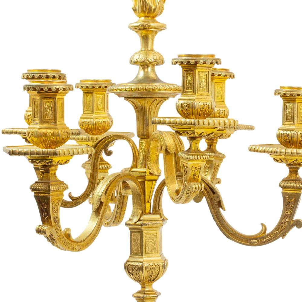 XIX secolo Coppia di candelabri francesi in ormolu di Henry Dasson, datati 1880 in vendita