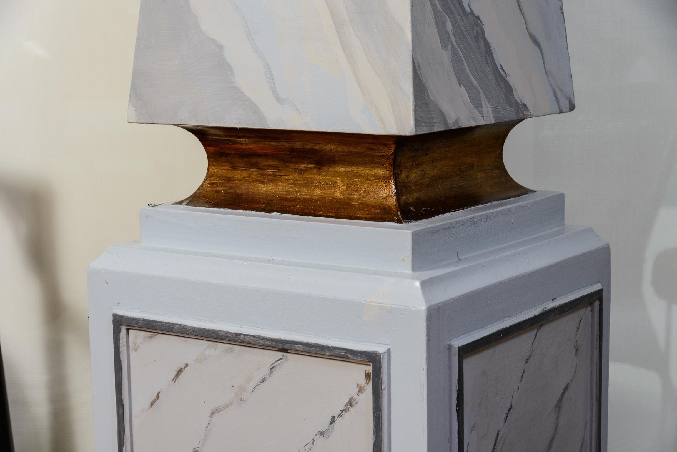 Mid-20th Century Pair of French Painted Wood Faux Marble Obelisks, 72