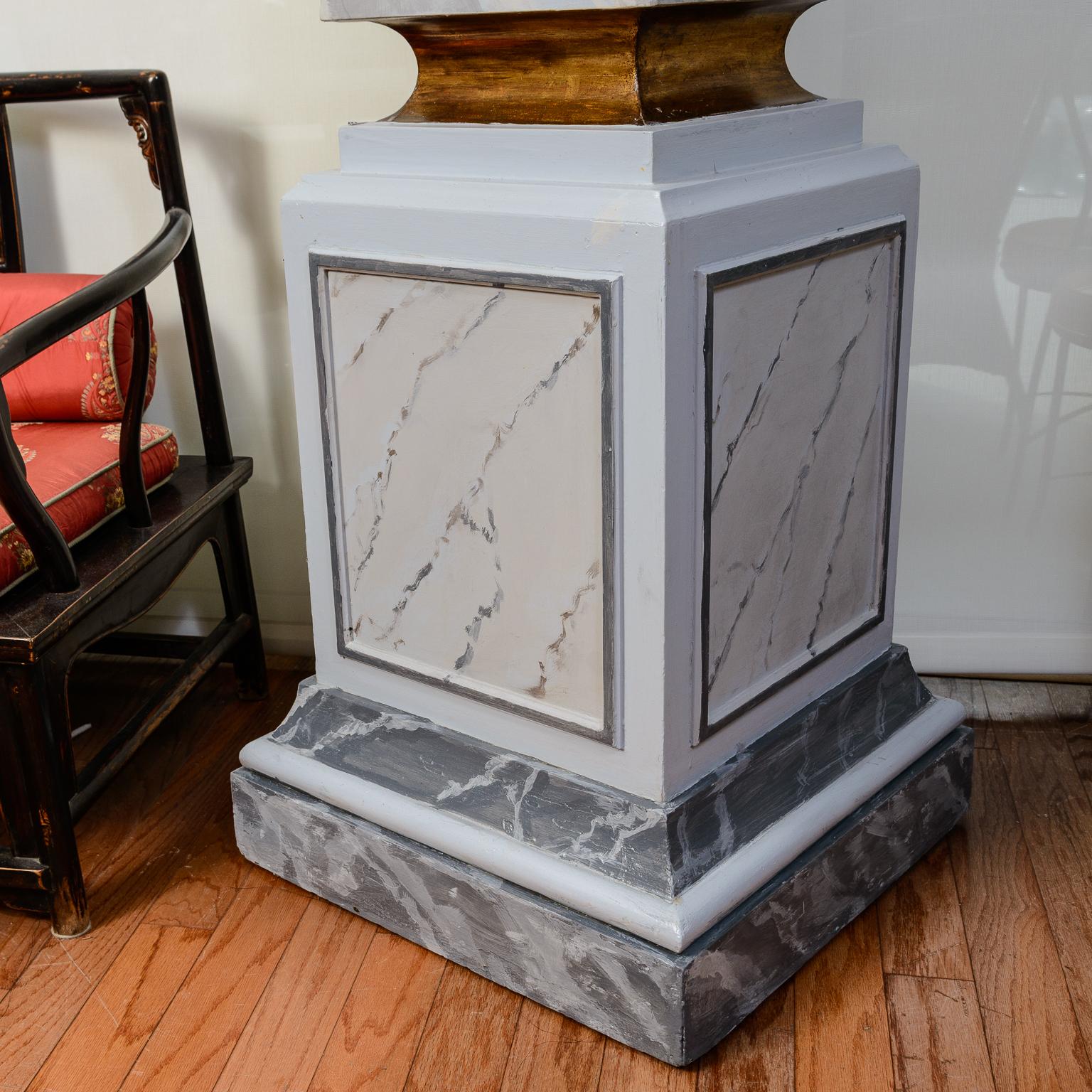 Pair of French Painted Wood Faux Marble Obelisks, 72
