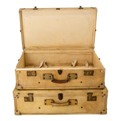 Coppia di valigie francesi in pergamena, circa 1930