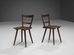 French Pair of Pastorial Chairs in Stained Wood