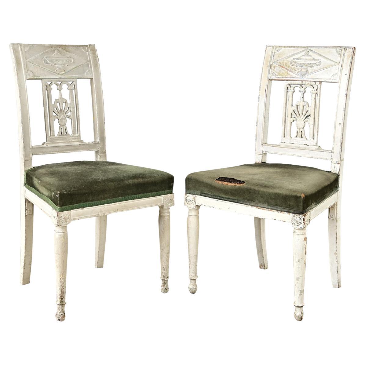Paire de chaises d
appoint Directoire d
époque