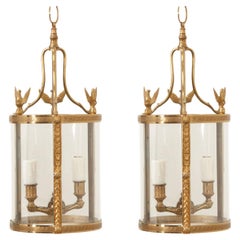 Vintage French Pair of Petite Brass Lanterns