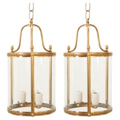 French Pair of Petite Brass Lanterns