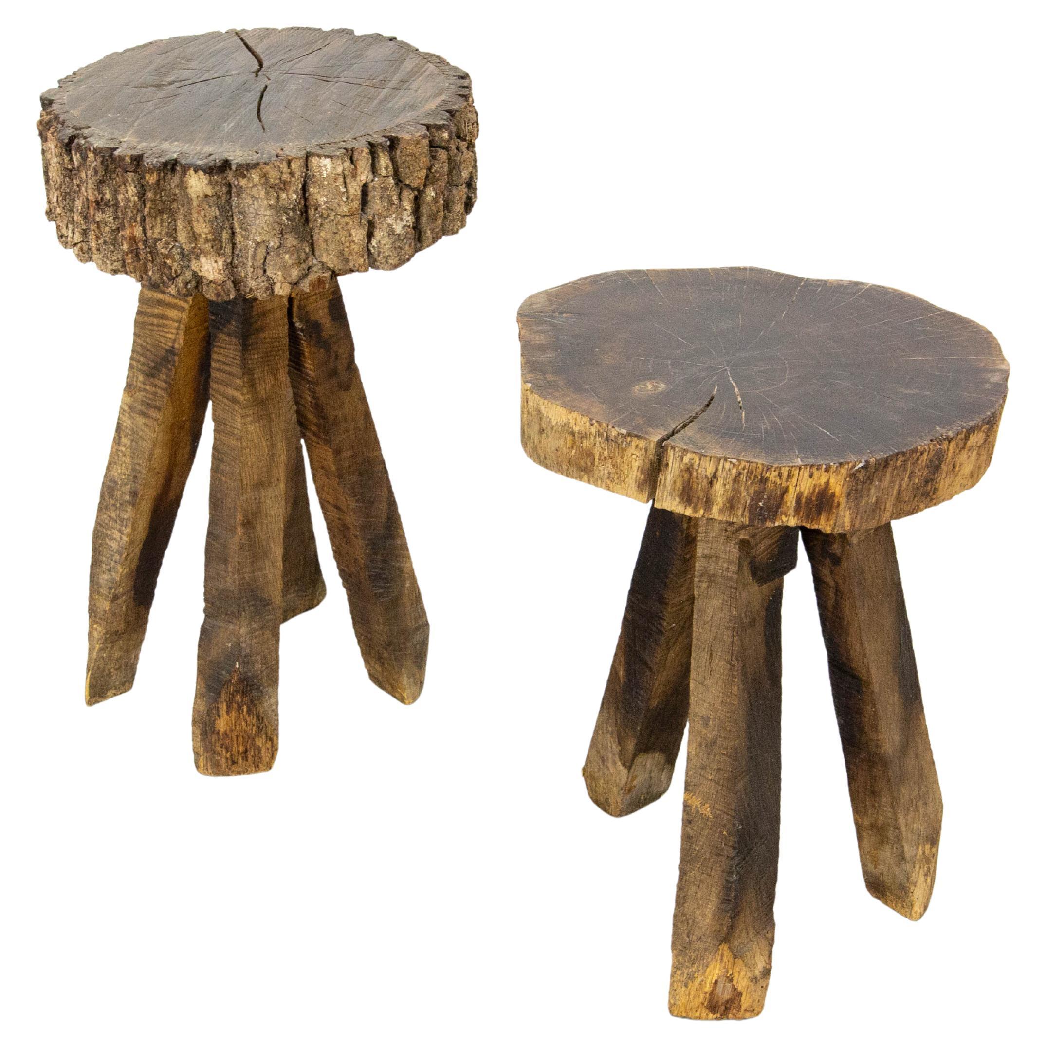 French Pair of Side Tables or Plant Stands, Brutalist circa 1960