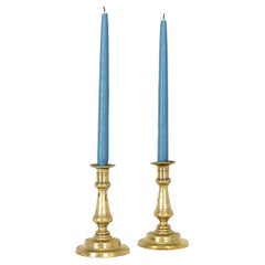 French Pair of Solid Brass Candlesticks