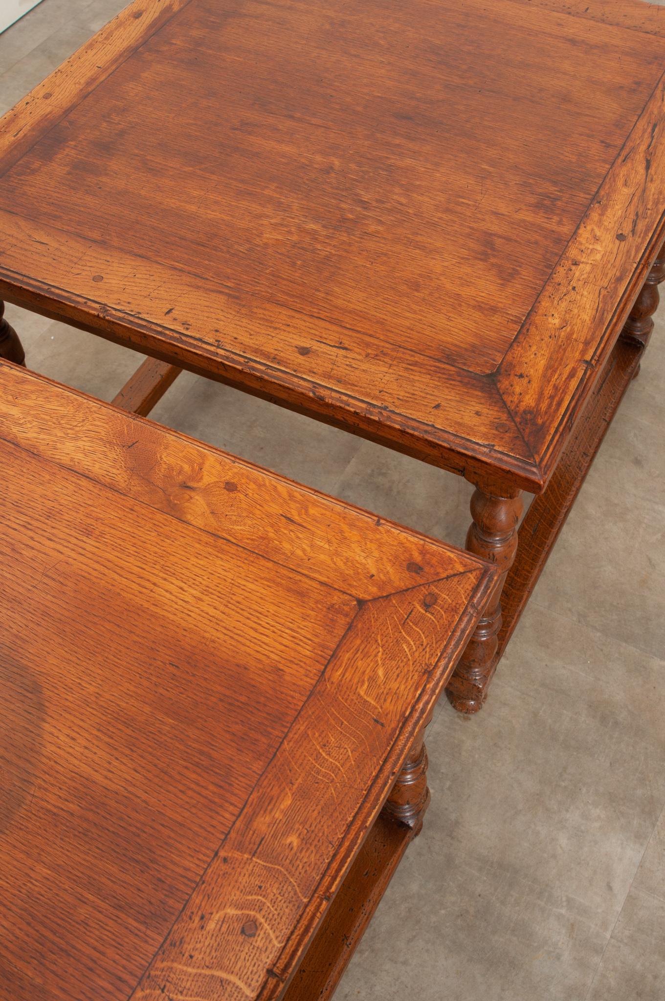 Wood French Pair of Square End Tables or Coffee Tables For Sale