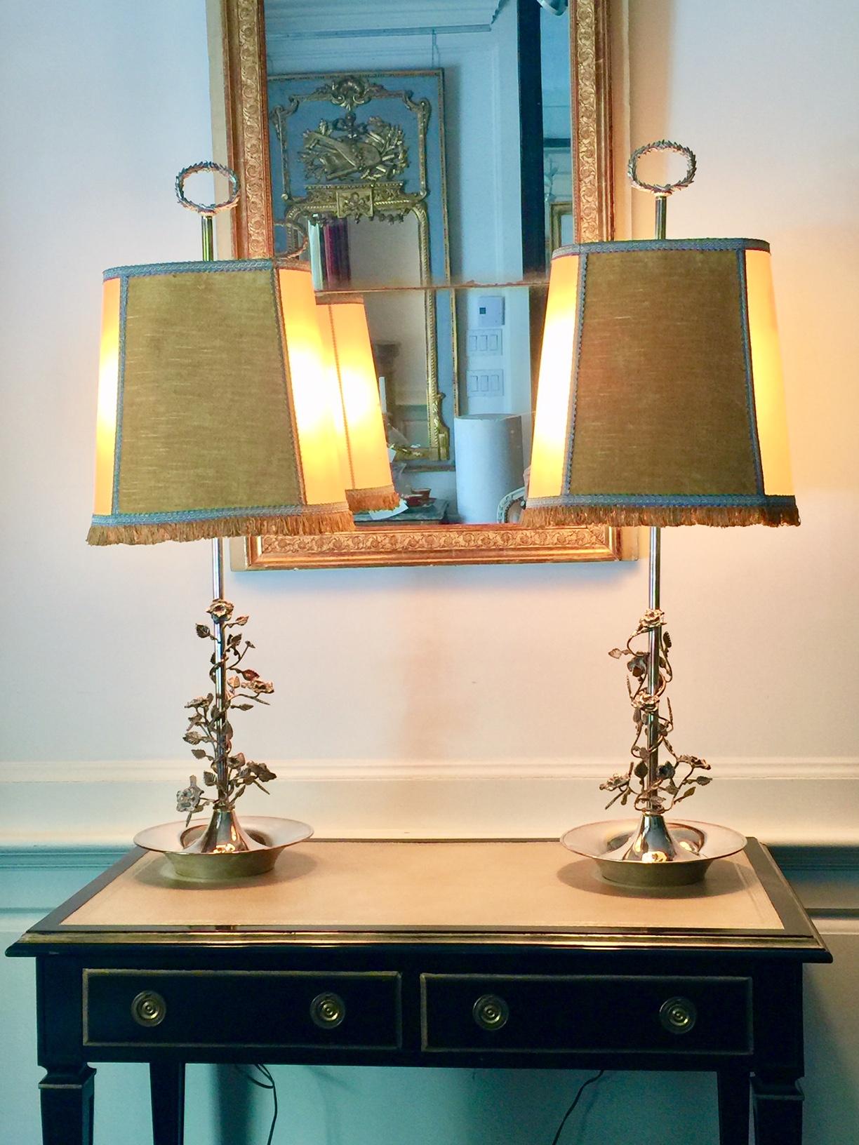 French Pair of Tall Silvered Bouillotte Lamps from Aix-en-Provence 7