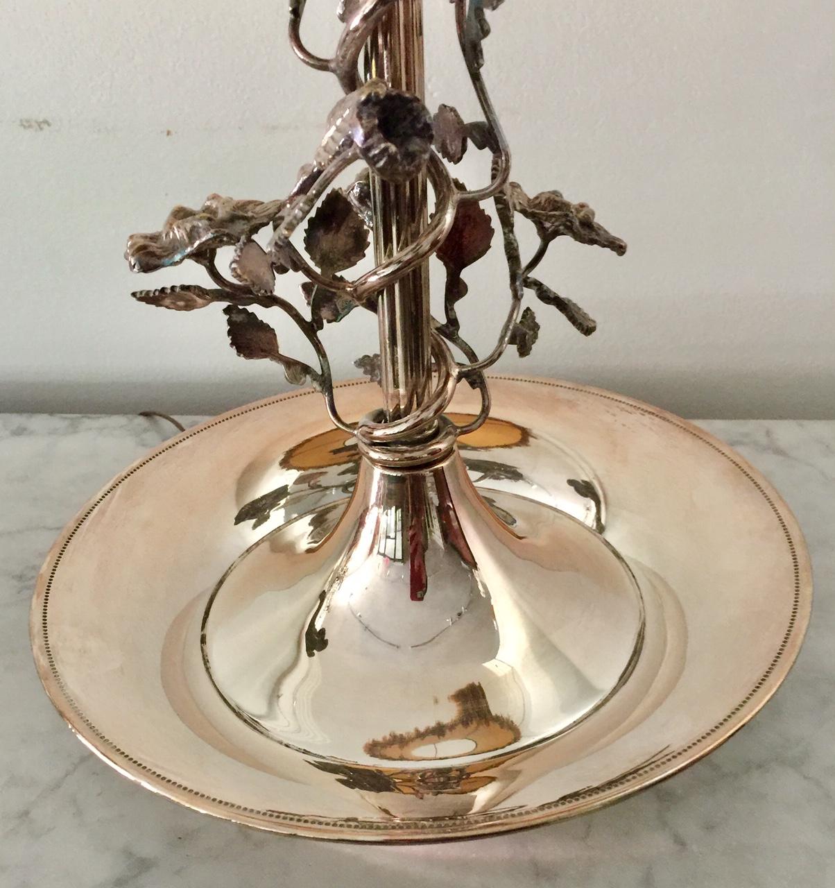 Metal French Pair of Tall Silvered Bouillotte Lamps from Aix-en-Provence