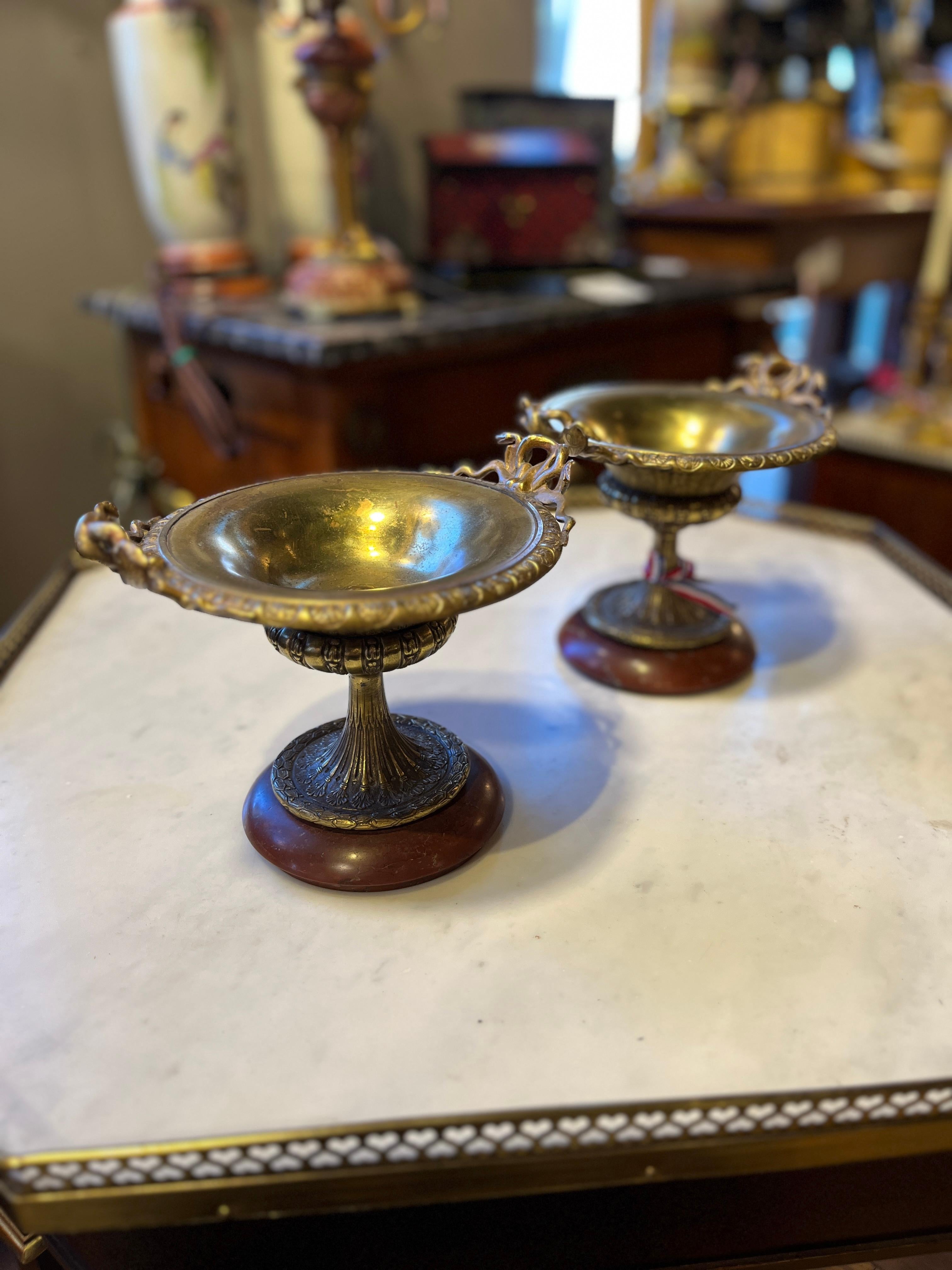 Neoclassical French Pair of Tazza Cobra Detail For Sale