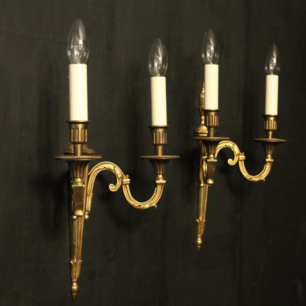 French Pair of Twin Arm Antique Wall Lights 3