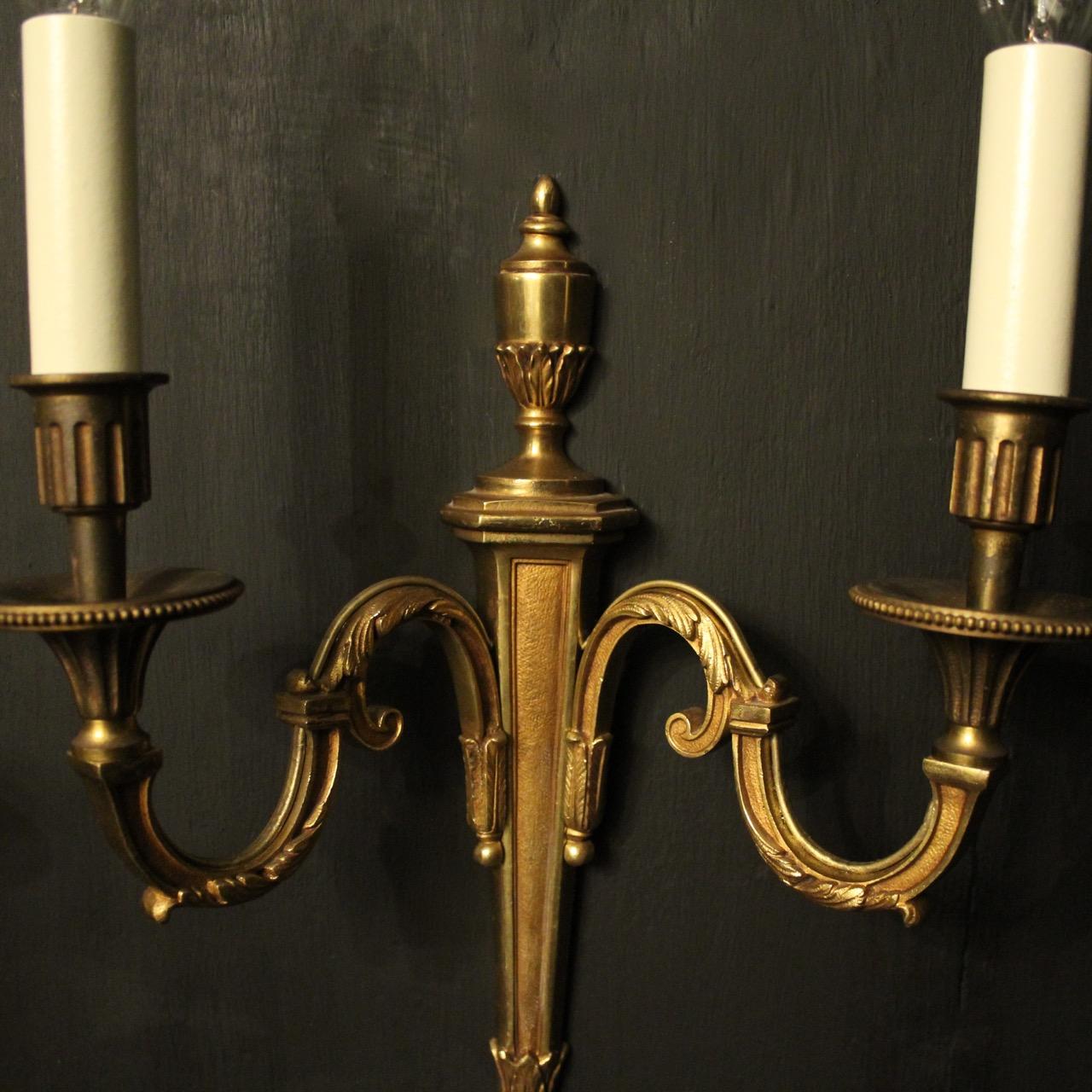 Empire French Pair of Twin Arm Antique Wall Lights