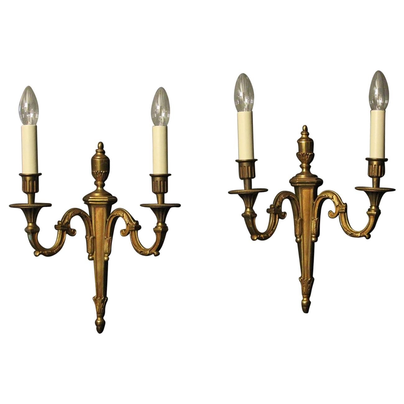 French Pair of Twin Arm Antique Wall Lights