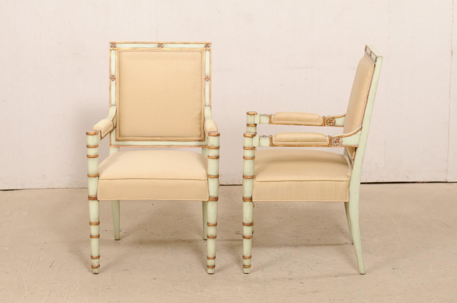 French Pair of Vintage Accent Chairs with Neoclassical Design Influences 5